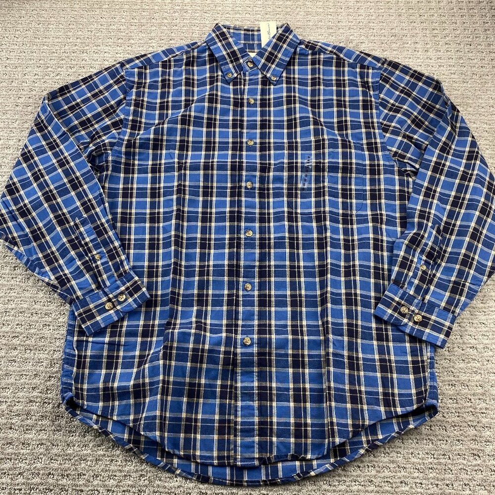 New Eddie Bauer Plaid Shirt Men Small S MBRY Harbor Button Down Polo Preppy NWT